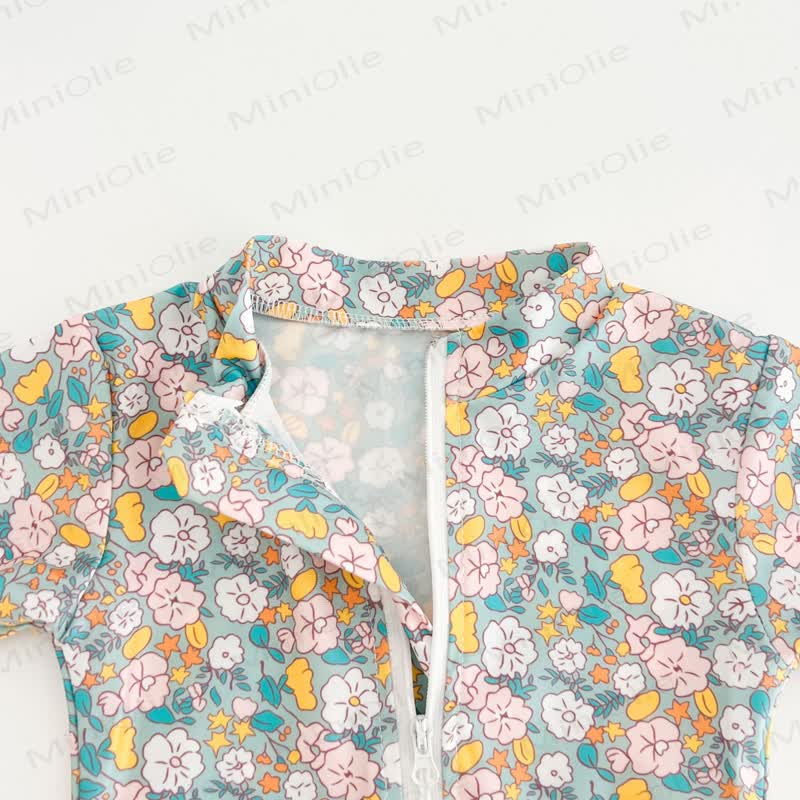 Costume da bagno con zip e cappello per bambina, motivo fragola/floreale - image 12