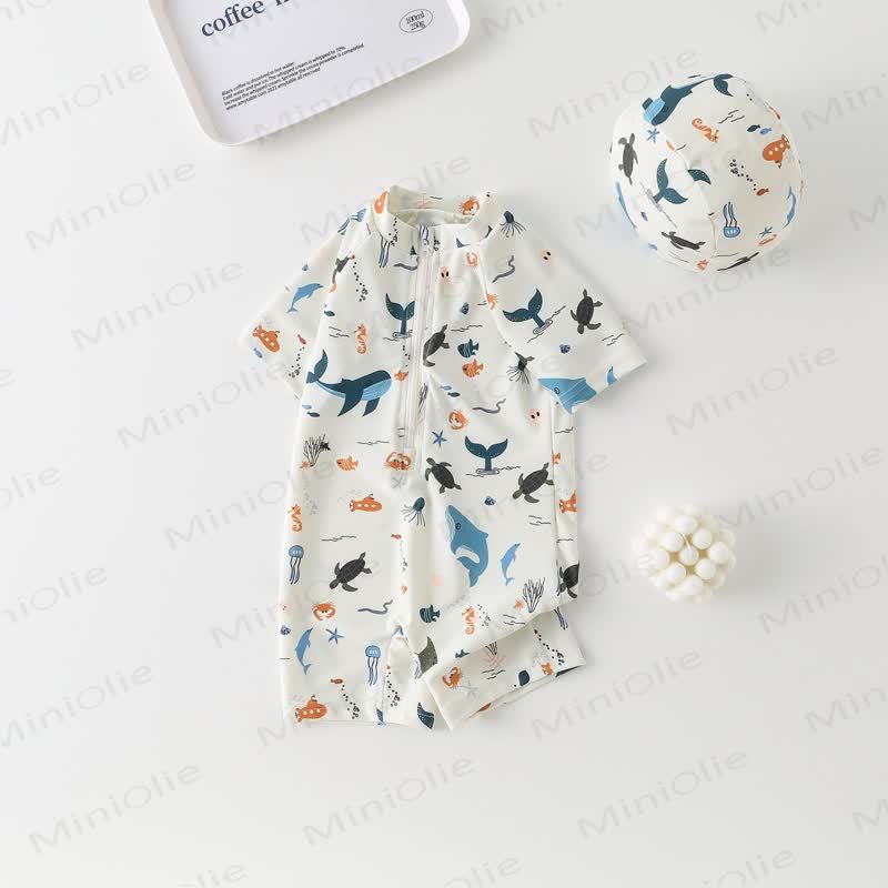 Costume da bagno con cappello e balena e tartaruga per bambini piccoli - image 2