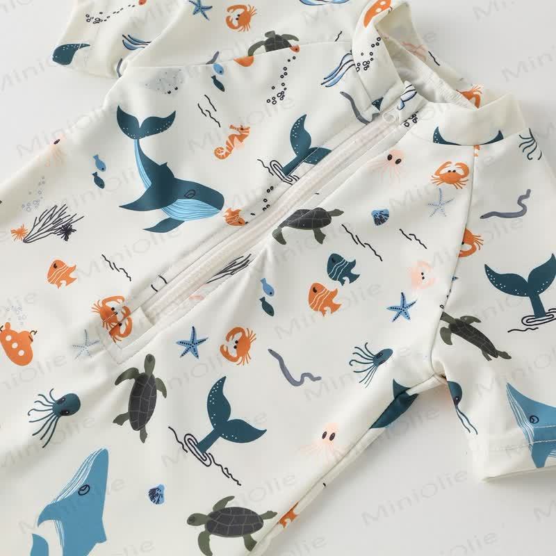 Costume da bagno con cappello e balena e tartaruga per bambini piccoli - image 8