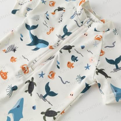 Costume da bagno con cappello e balena e tartaruga per bambini piccoli - image 8