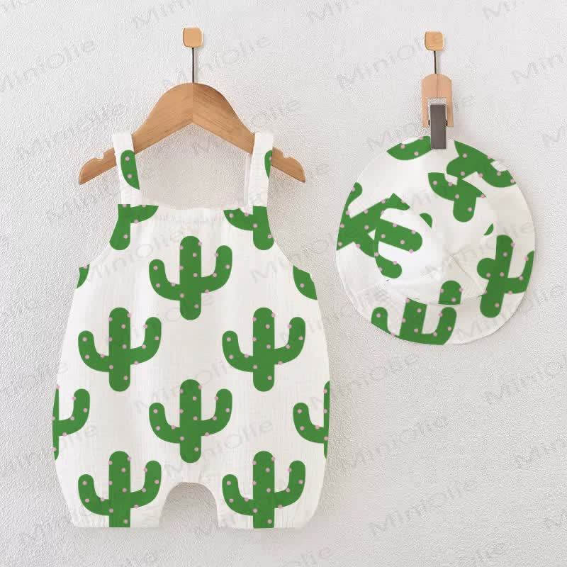 Tutina bianca per neonati con stampa di cactus e cappellino - Bianco - 18-24 mesi - image 1