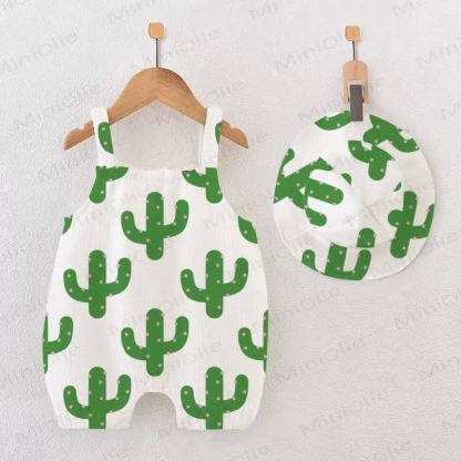 Tutina bianca per neonati con stampa di cactus e cappellino - Bianco - 18-24 mesi - image 1