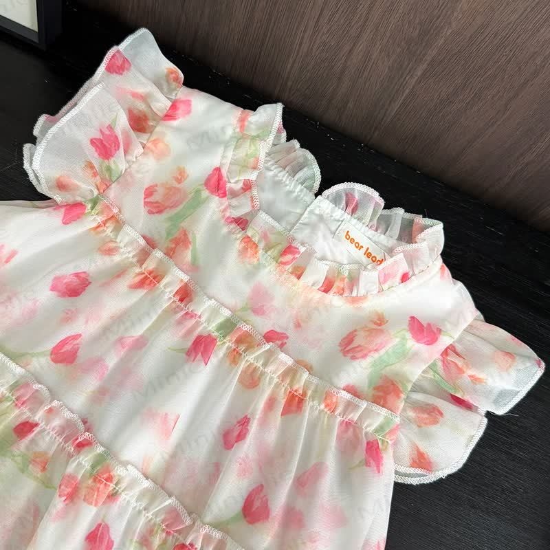 Vestitino rosa tulipano per bambina - image 3