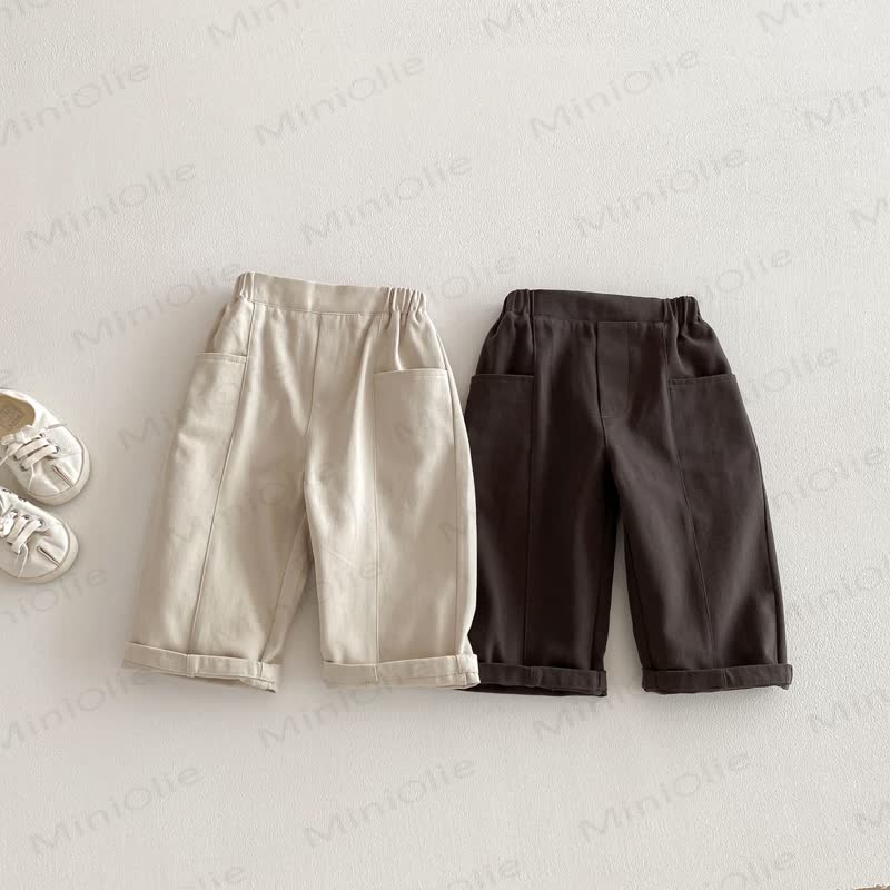 Pantaloni a tinta unita con tasche per bambini - image 2