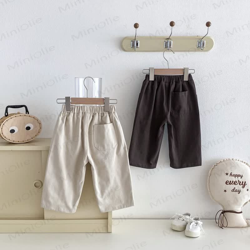 Pantaloni a tinta unita con tasche per bambini - image 3