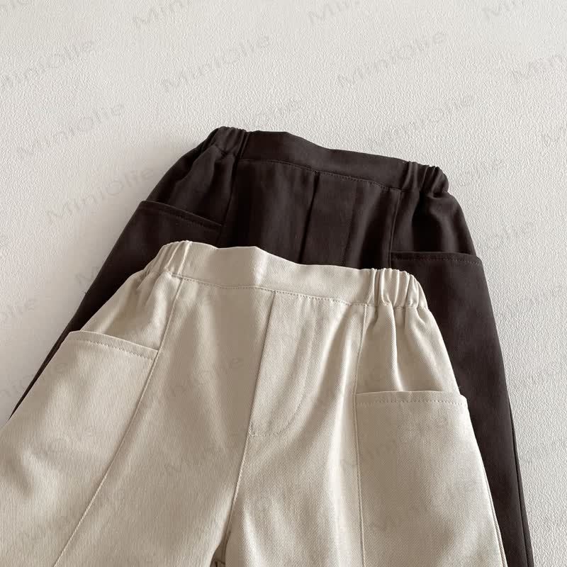 Pantaloni a tinta unita con tasche per bambini - image 5