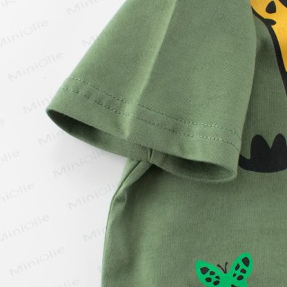 Maglietta verde per bambino con stampa giraffa - image 4