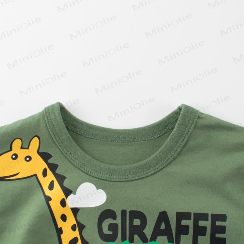 Maglietta verde per bambino con stampa giraffa - image 3