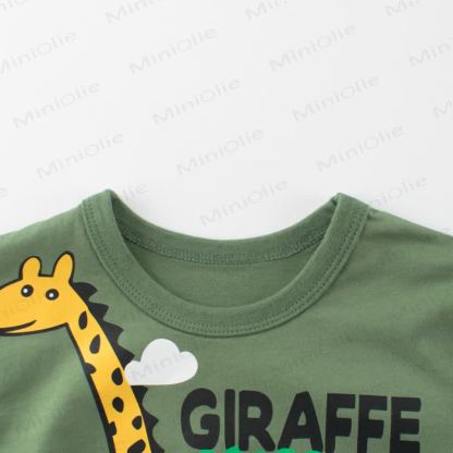 Maglietta verde per bambino con stampa giraffa - image 3