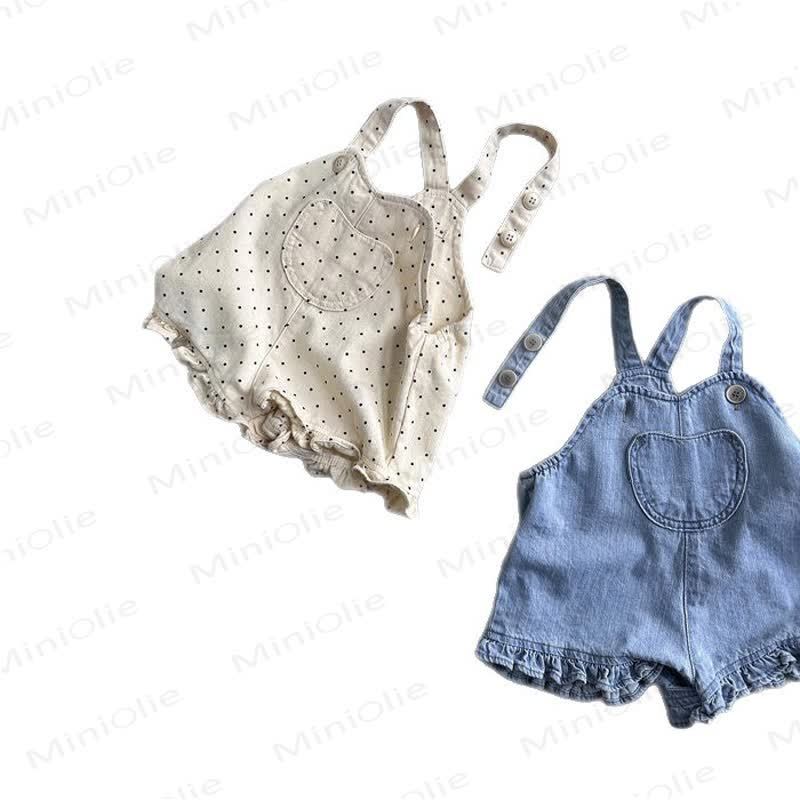 Salopette in denim per neonati con tasche e volant - image 4