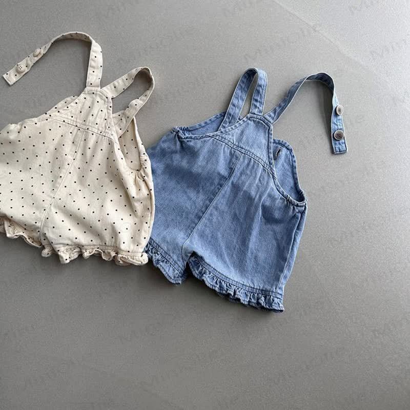 Salopette in denim per neonati con tasche e volant - image 1