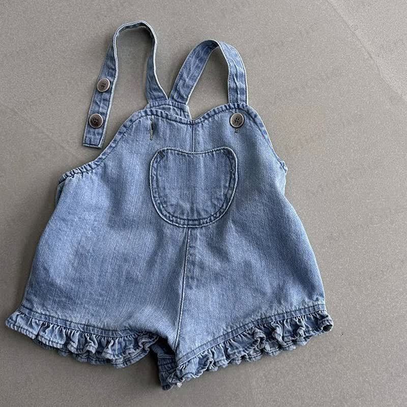 Salopette in denim per neonati con tasche e volant - Blu - 2-3T - image 3