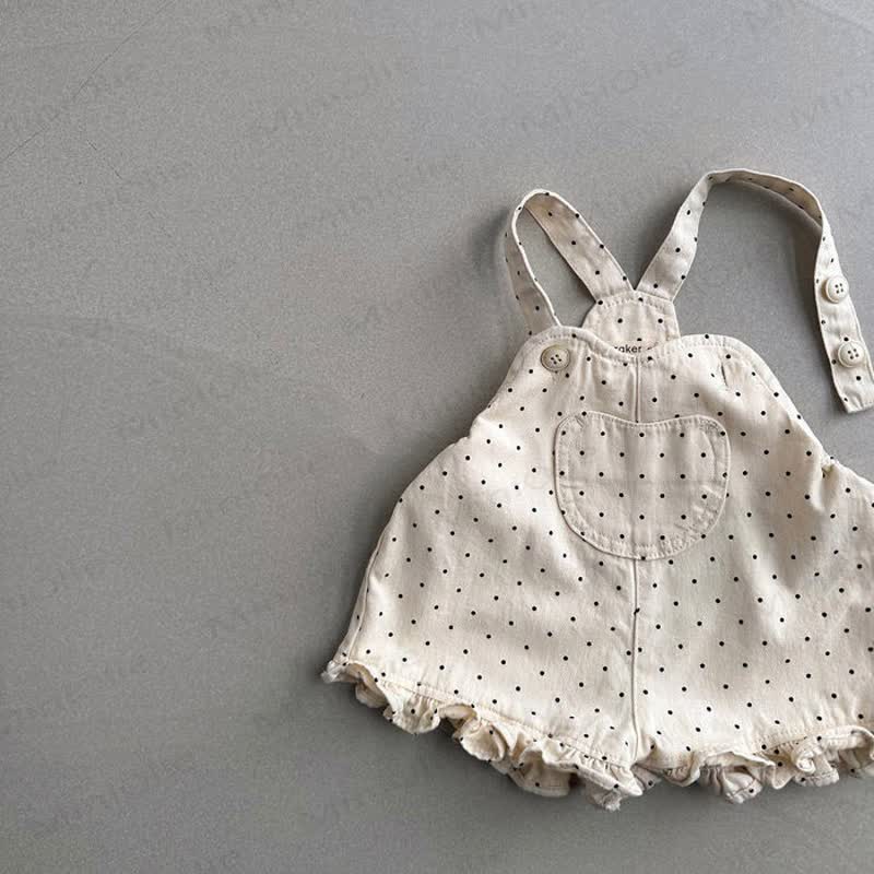 Salopette in denim per neonati con tasche e volant - Beige - 2-3T - image 2