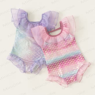 Costume da bagno a sirena in rete per bambina - image 1