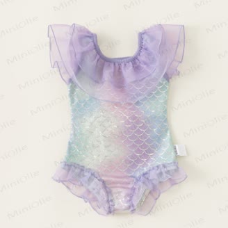 Costume da bagno a sirena in rete per bambina - Viola - 4-5T - image 3