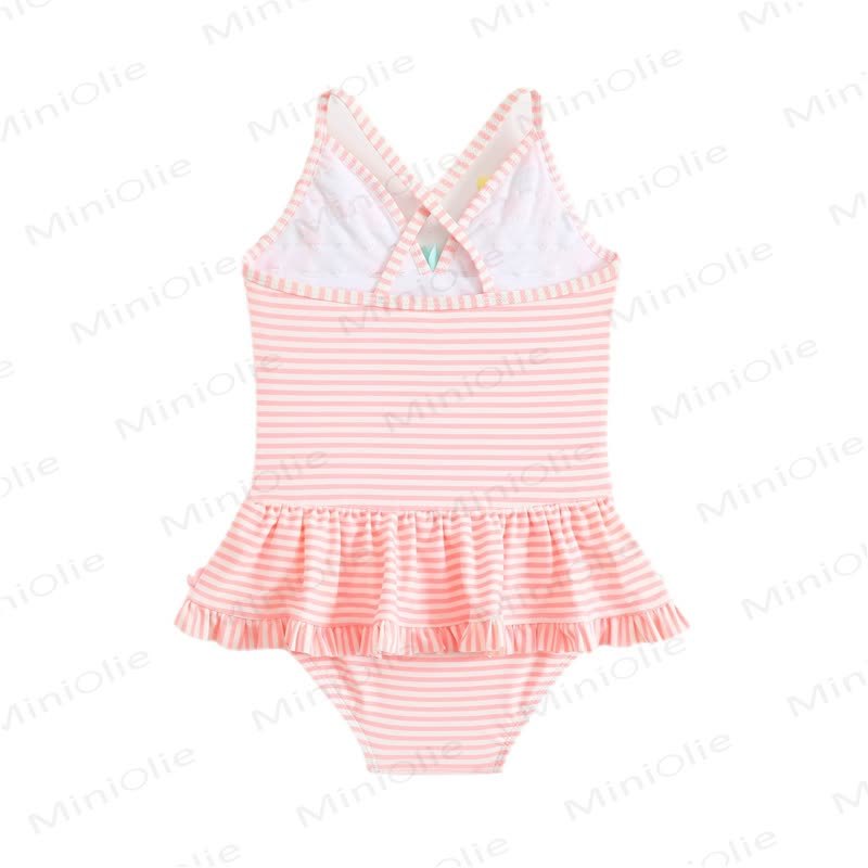 Costume da bagno a righe con motivo floreale per neonati - image 5