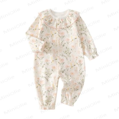 Tutina da neonato in cotone con colletto floreale - image 7