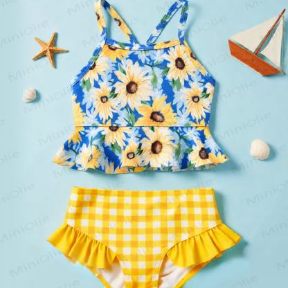 Costume da bagno a righe floreali per bambina - image 10