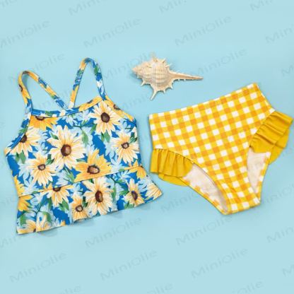 Costume da bagno a righe floreali per bambina - image 12