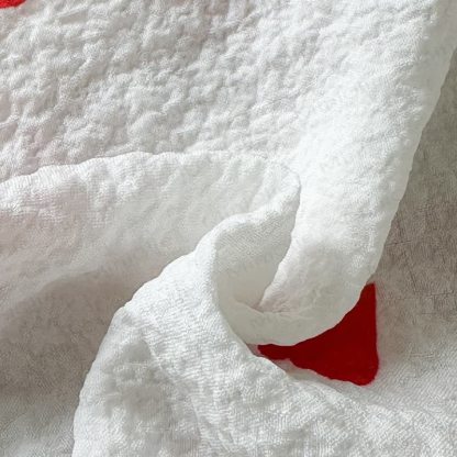 Completo abito in cotone con stampa a cuoricini e volant per bambina - image 9