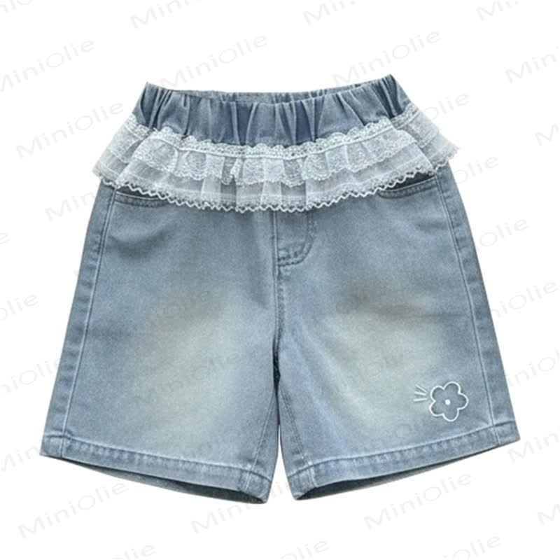 Pantaloncini di jeans in pizzo per bambina - image 4