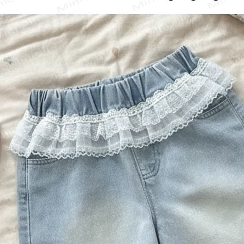 Pantaloncini di jeans in pizzo per bambina - image 5