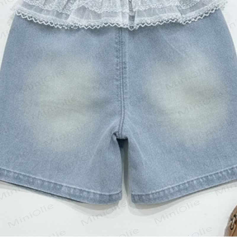 Pantaloncini di jeans in pizzo per bambina - image 7