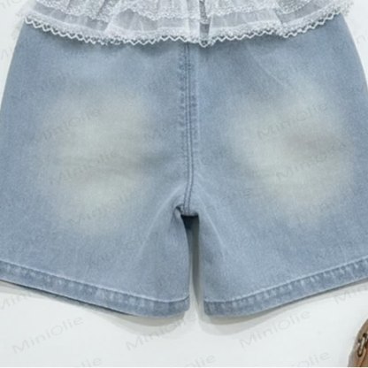 Pantaloncini di jeans in pizzo per bambina - image 7