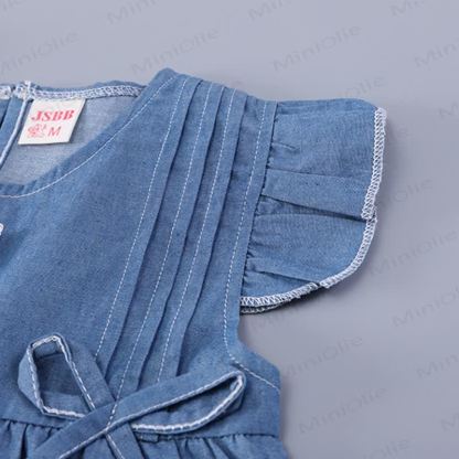 Completo canotta e pantaloncini in denim per bambina - image 9