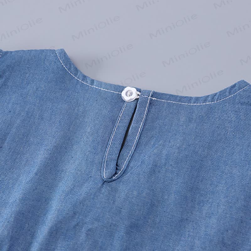 Completo canotta e pantaloncini in denim per bambina - image 11