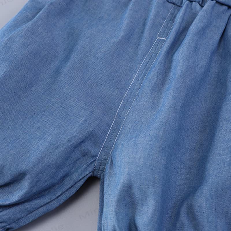 Completo canotta e pantaloncini in denim per bambina - image 13