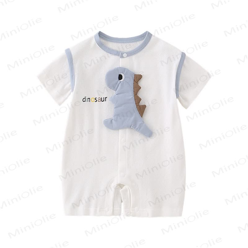 Tutina traspirante in cotone con stampa di dinosauri per neonati. - image 2