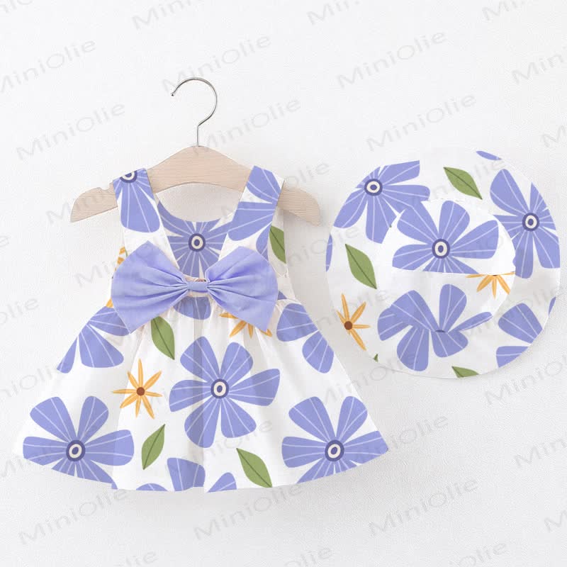 Vestitino con cappellino a tema fiori per bambina - Bianco - 2-3T - image 1