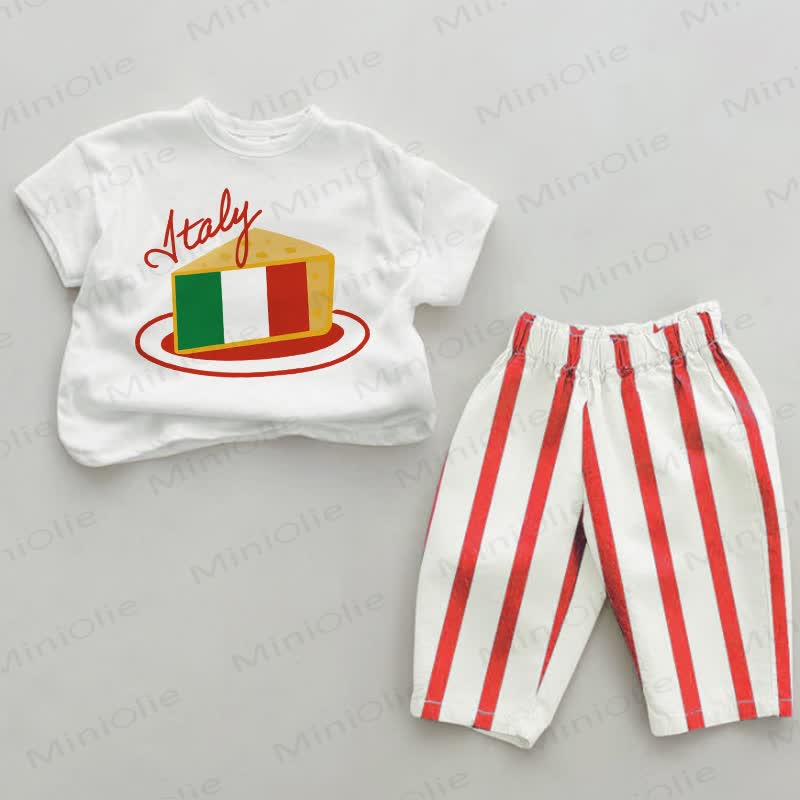 Completo 2 pezzi a righe rosse per neonati ITALIA - Rosso e bianco - 2-3T - image 1