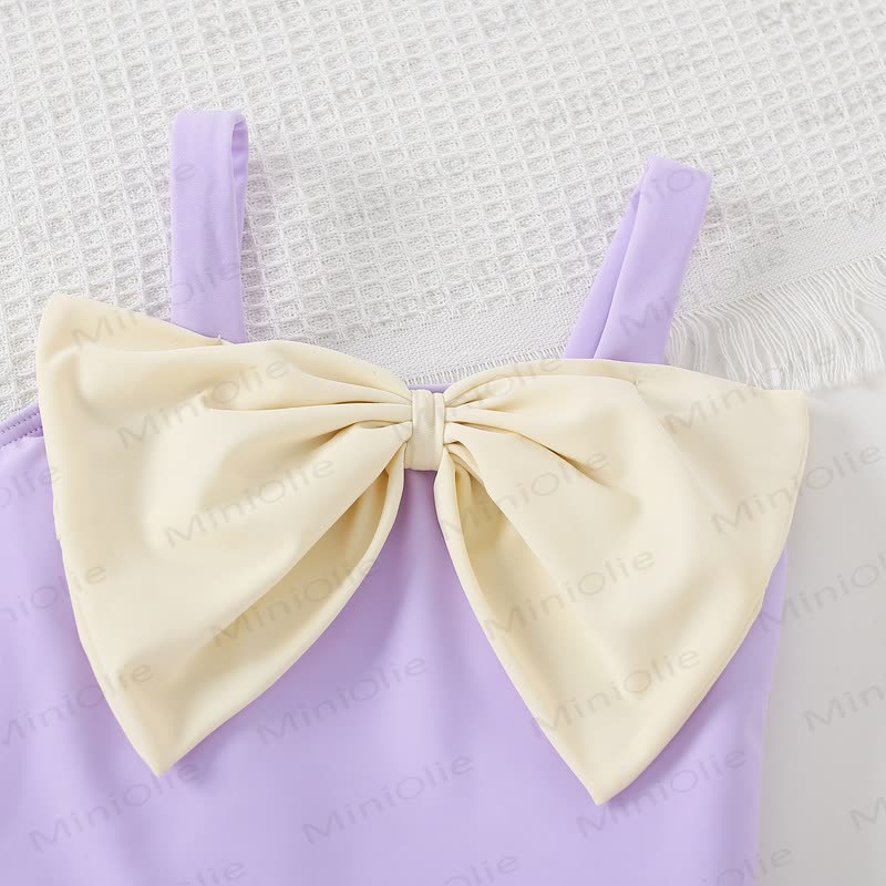 Costume da bagno per bambina con fiocco e cappellino - image 2