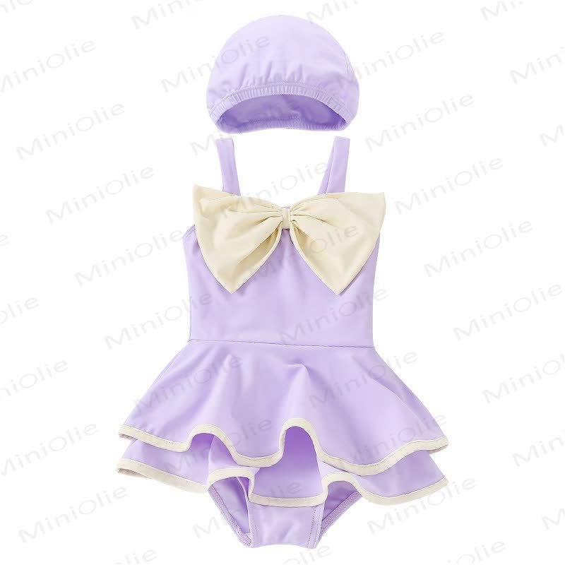 Costume da bagno per bambina con fiocco e cappellino - image 4