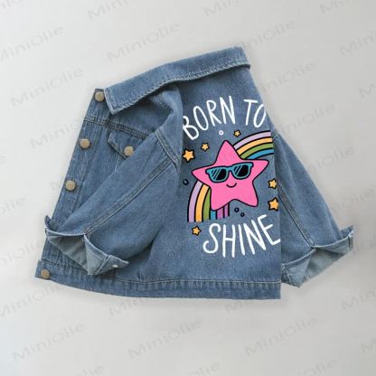 BORN TO SHINE - Giacca di jeans per bambina con stelle arcobaleno - Blu - 10-11T - image 1