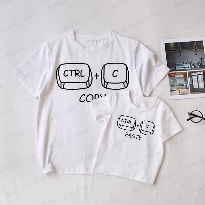 CTRL+ C CPOY/CTRL+ V INSERISCI Maglietta coordinata per tutta la famiglia, colore bianco per bambini - Bianco - T-shirt da adulto: XL - image 1