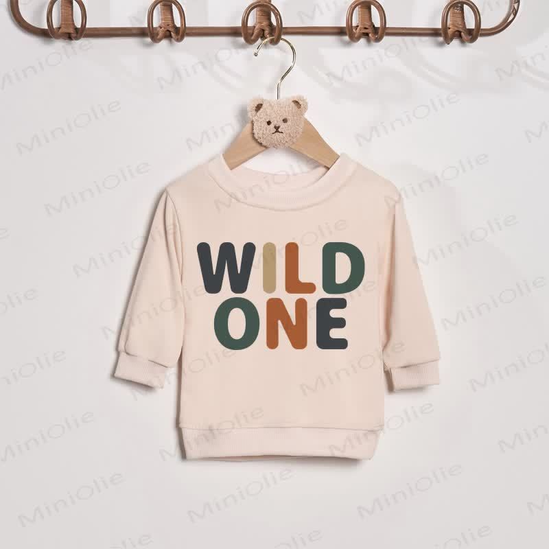 Felpa per bambini WILD MAMA/WILD ONE, colore beige, per tutta la famiglia. - image 3