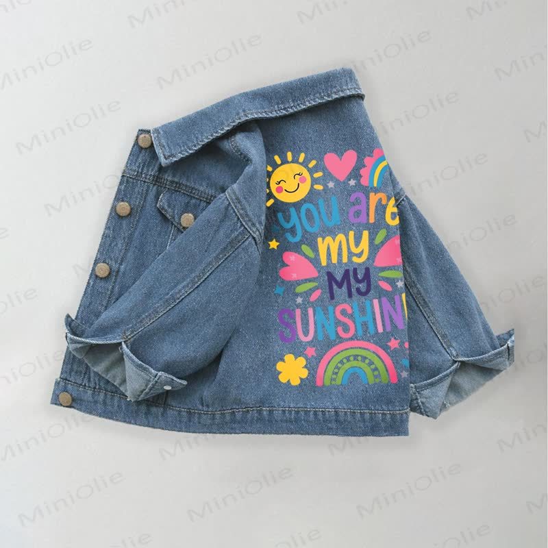 TU SEI IL MIO SOLE Giacca di jeans arcobaleno per bambine - Blu - 10-11T - image 1