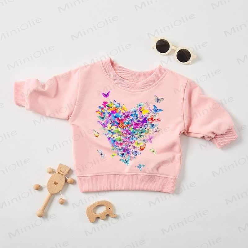 Felpa rosa con farfalle multicolore per neonati - Rosa - 2-3T - image 1