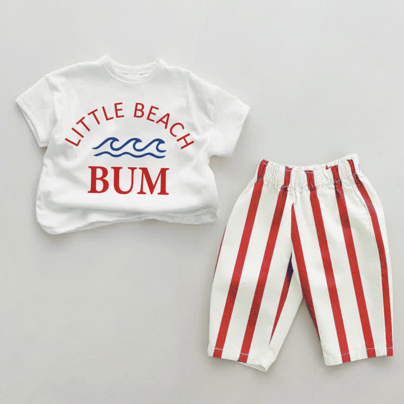Completo da 2 pezzi a righe verticali per neonati LITTLE BEACH BUM - Bianco e Rosso - 2-3T - image 2