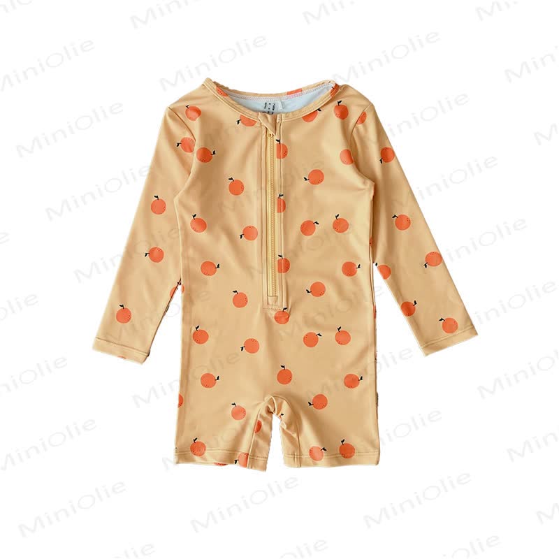 Costume da bagno corto a righe/frutta per bambina - Arancia - 6-7T - image 4