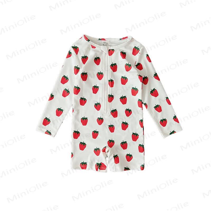 Costume da bagno corto a righe/frutta per bambina - Fragola - 6-7T - image 5