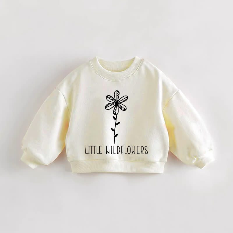 Felpa per neonati e bambini piccoli con piccoli fiori selvatici - Crema - 3-5T - image 1