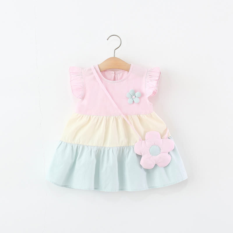 Vestito rosa a fiori con maniche a volant per bambina - Rosa - 4-5T - image 1