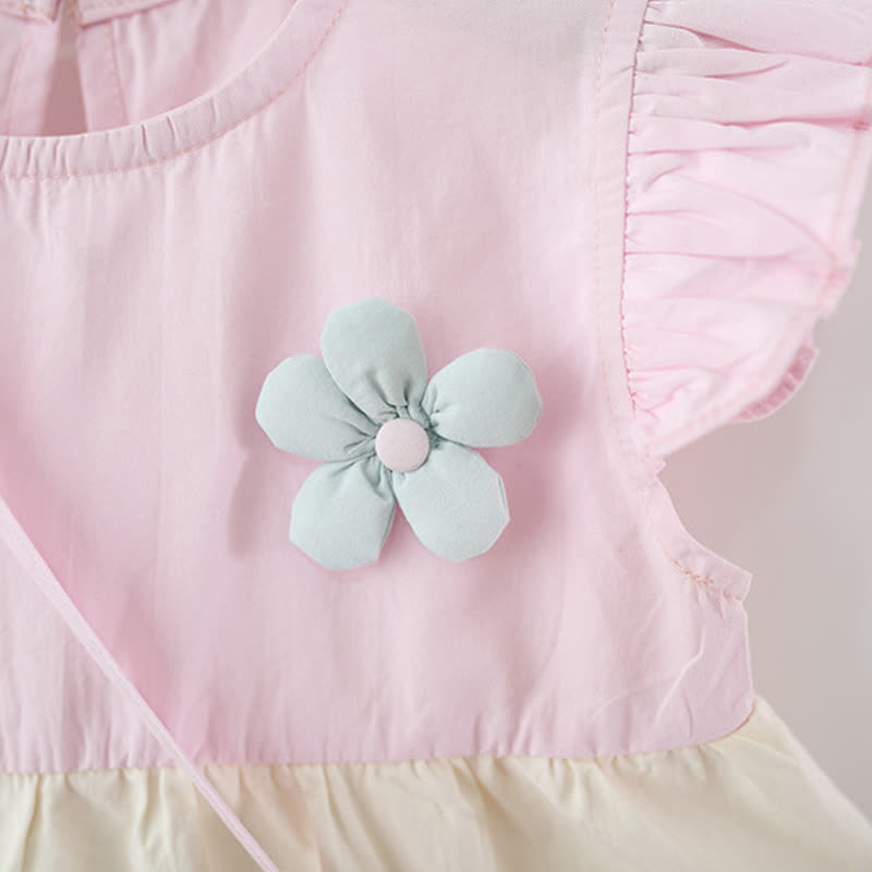 Vestito rosa a fiori con maniche a volant per bambina - image 3