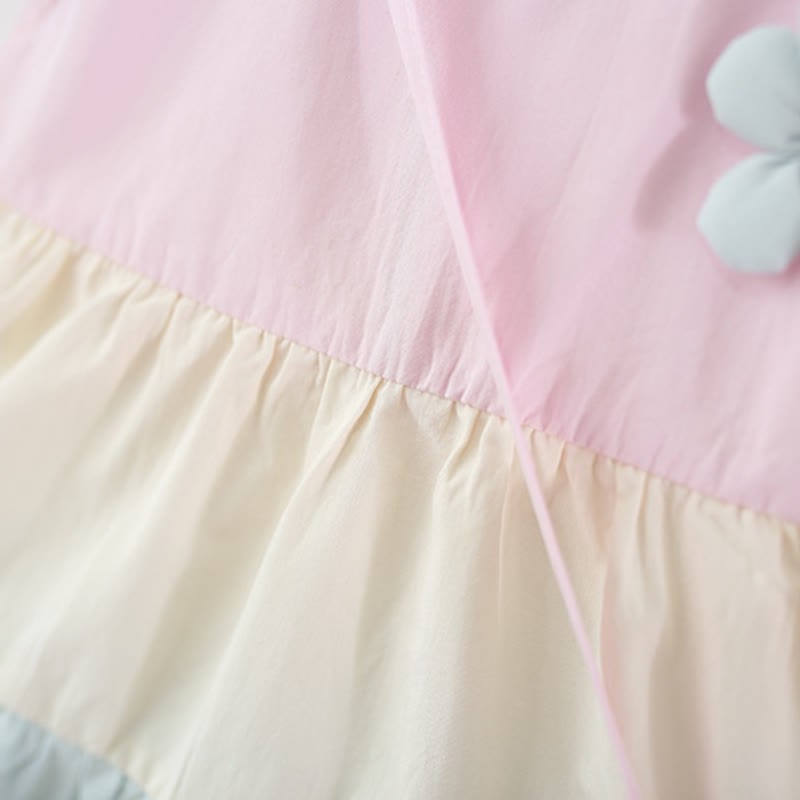 Vestito rosa a fiori con maniche a volant per bambina - image 5