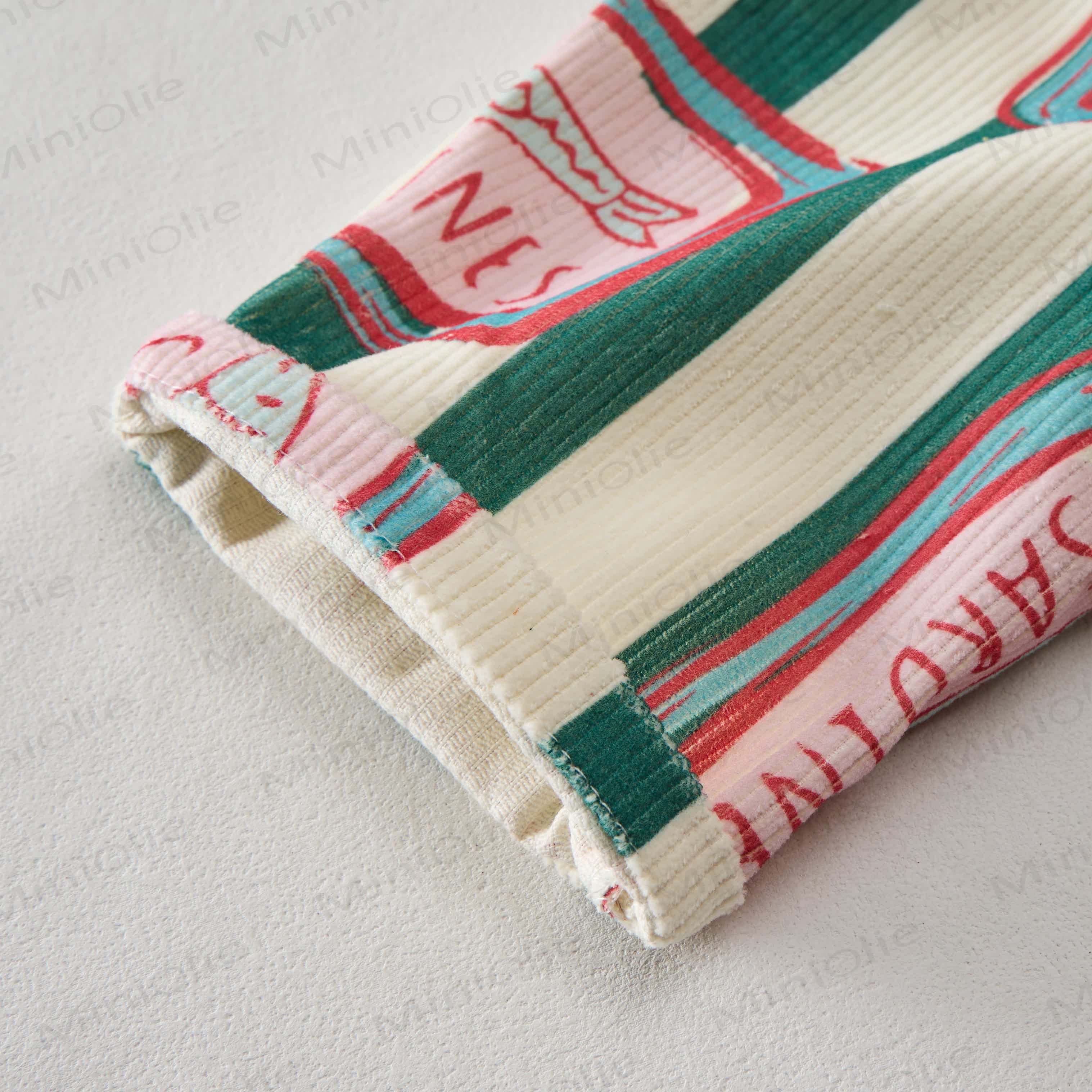 Pantaloni in velluto a coste a righe verticali verdi per neonati e bambini piccoli con sardine in scatola - image 3