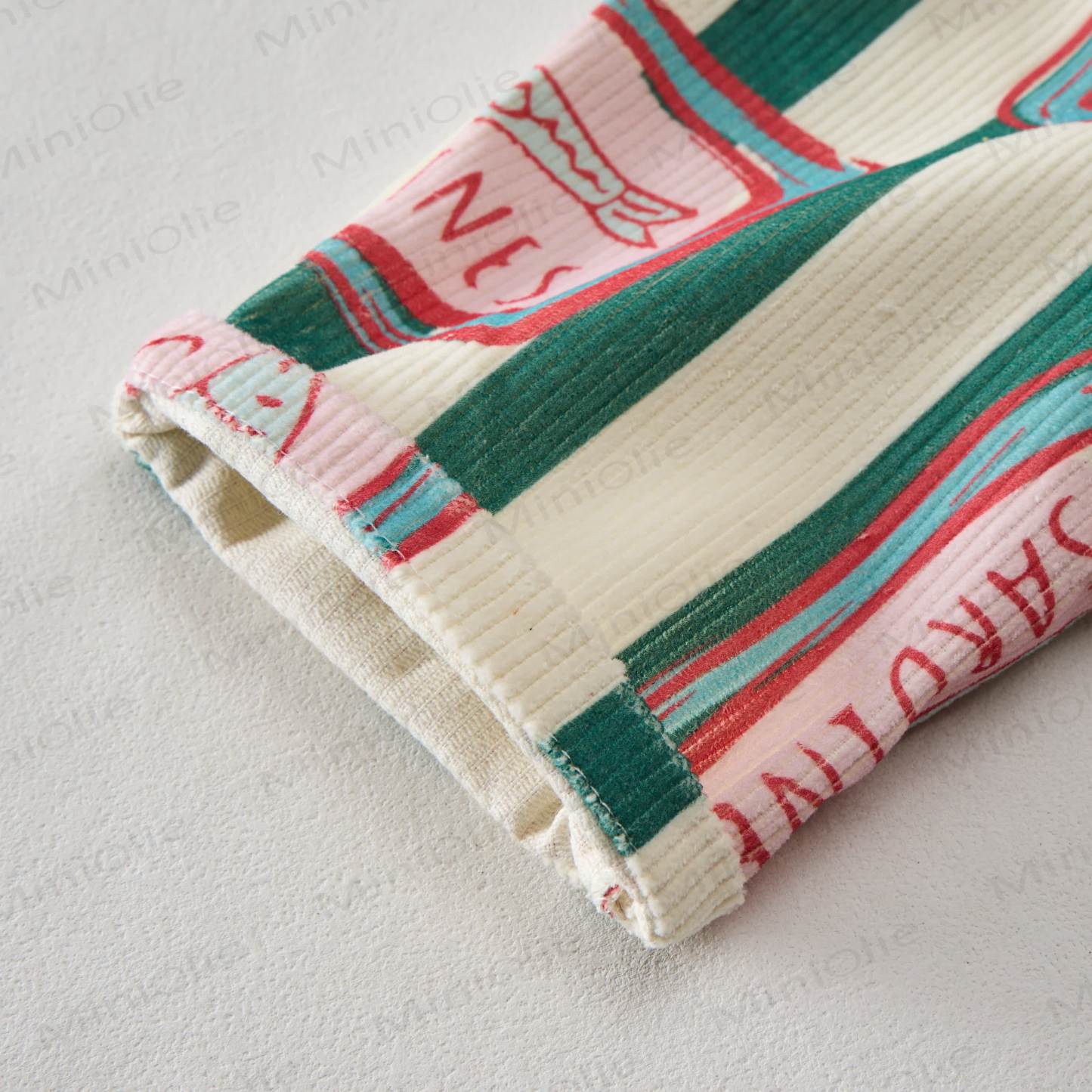 Pantaloni in velluto a coste a righe verticali verdi per neonati e bambini piccoli con sardine in scatola - image 3